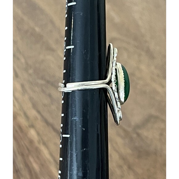 BEAU 925 Sterling Silver Jade Antique Victorian Goth Ring Sz 4~6 Adjustable - Picture 5 of 9